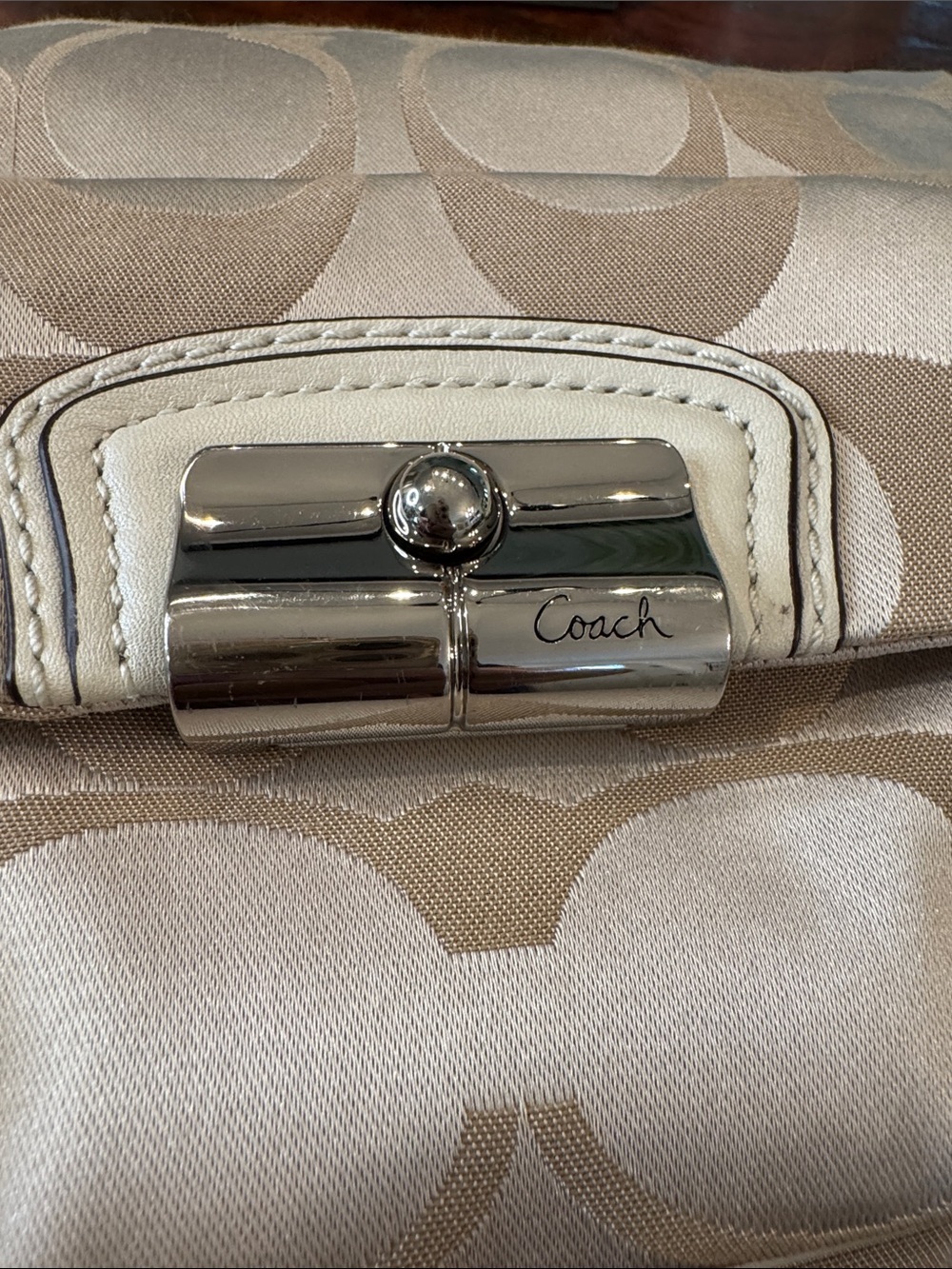 Coach Beige Signature Hobo Bag with Turn-Lock Pocket - Picture 16 of 16